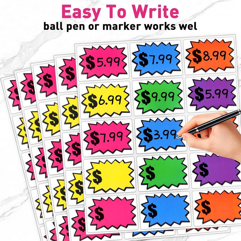 AZUREAL 510PCS Price Stickers, 2"x3" Self-Adhesive Yard Sale Price Stickers, Price Tags with Large Blank to Write Pricing for Retail, Flea Markets and Estate Sales (Colorful) - Image 4